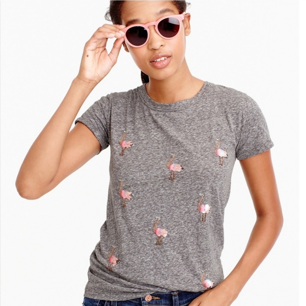 J. Crew Sequined Ostrich Tee